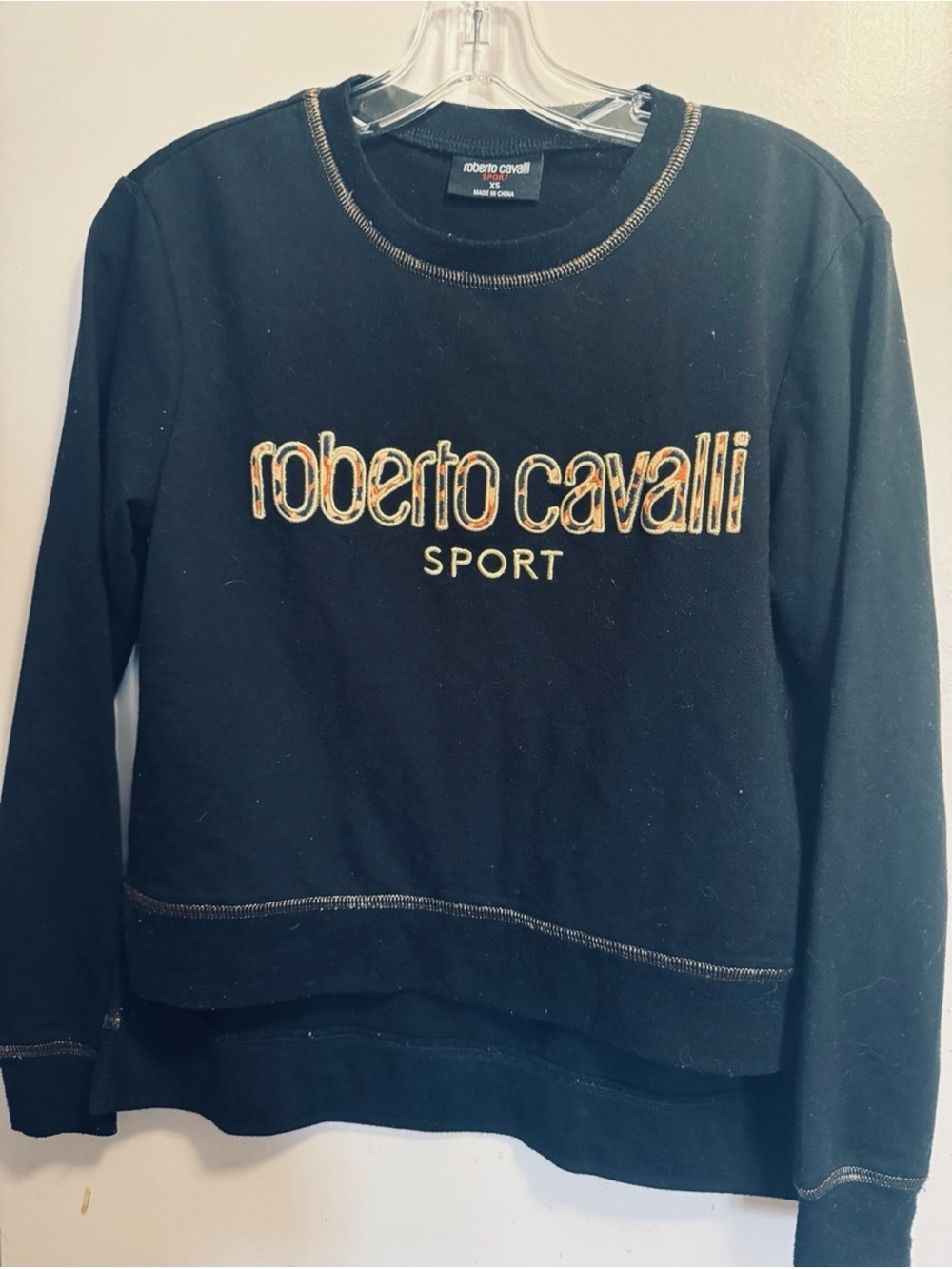 Roberto Cavalli Sport 💯% Authentic Iconic embroidered Crewneck Sweater -EUC - XS